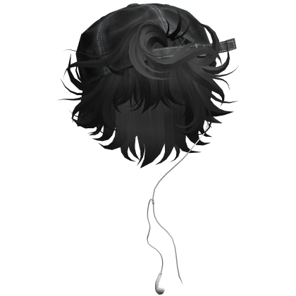 Wavy Grunge Boy Hair with NY Hat in Black Roblox item