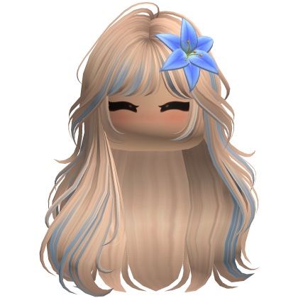 Blonde & Blue Summer Waves w/ Flower & Cute Blush