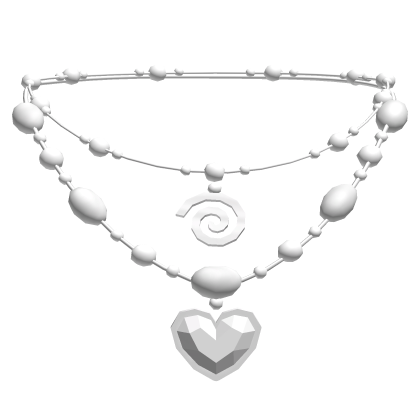 ♡ White Detailed Heart Charmed Necklace