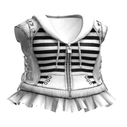  Cute White Striped Hoodie W Side Laces 3.0
