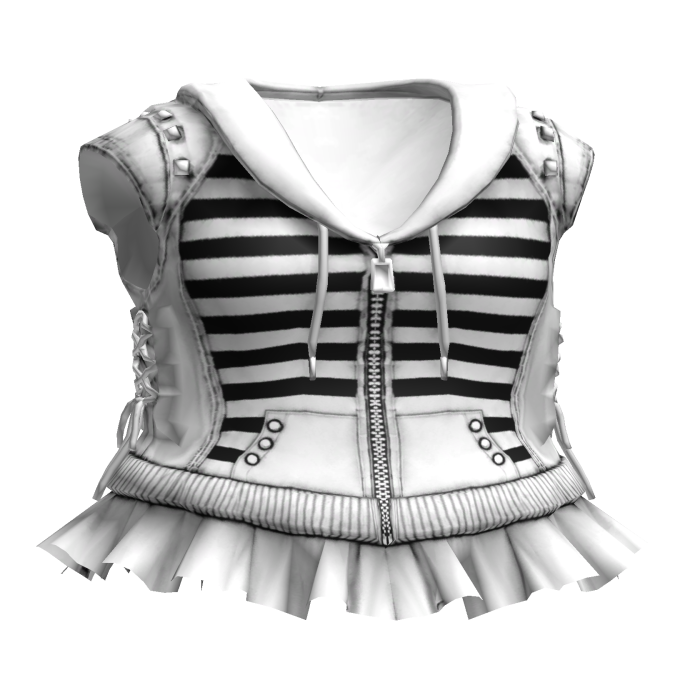  Cute White Striped Hoodie W Side Laces 3.0