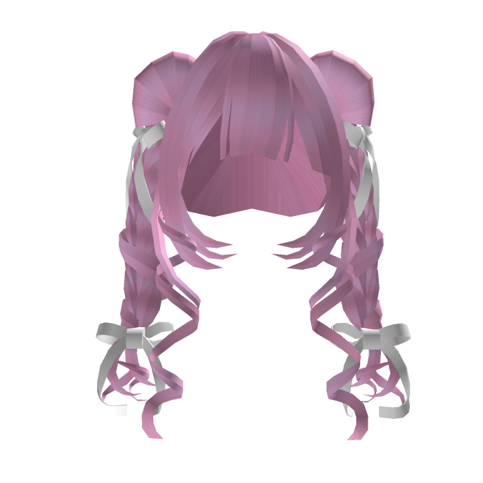 Pink Doll Curly Pigtails With White Bows