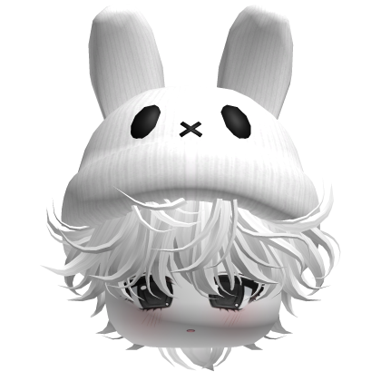 Moe Messy Boy Hair W/ Bunny Hat White V3