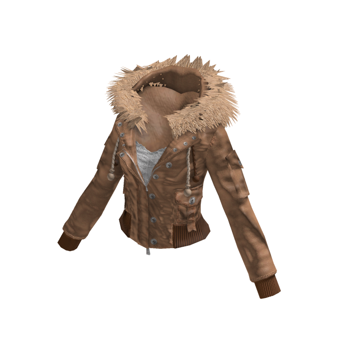 Jacket with Fluffy Collar (Brown)