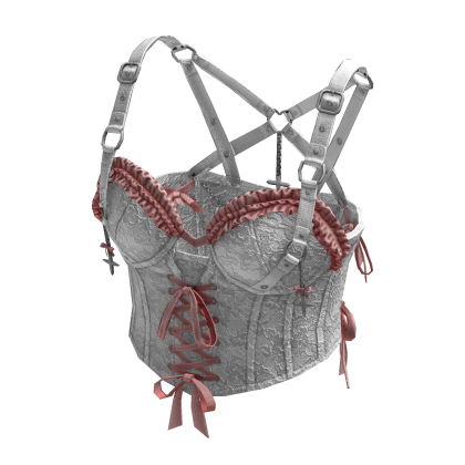 Gothic Coquette Corset Top (White/Pink)