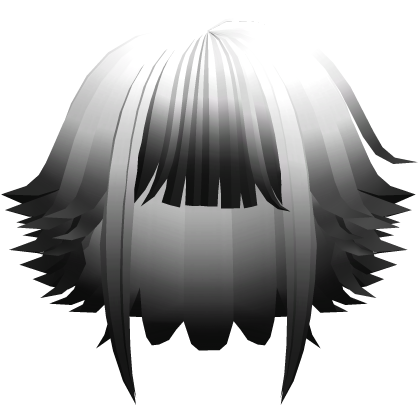 kawaii messy bob hair with tufts in white to black