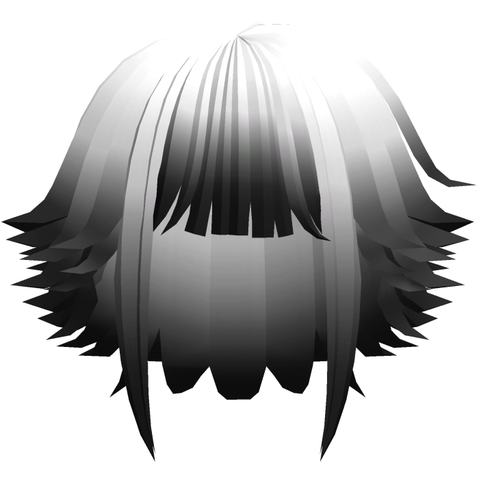 kawaii messy bob hair with tufts in white to black