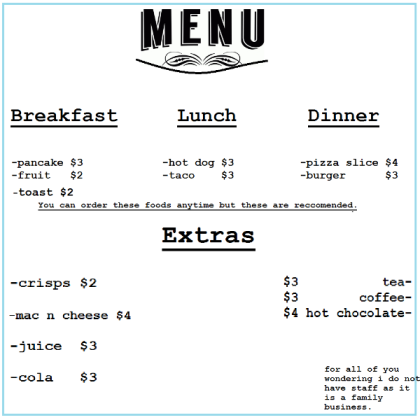 bloxburg cafe menu Roblox decal