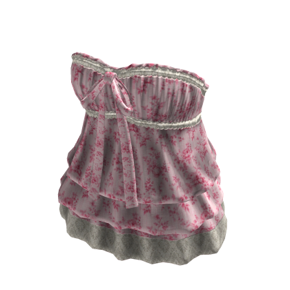 Floral Babydoll Top with Ruffle Hem (Pink)