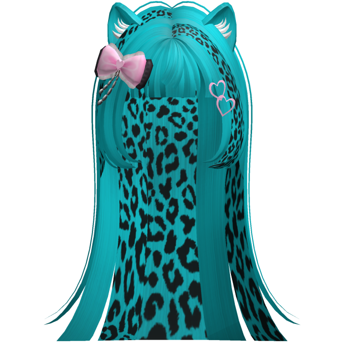 Gyaru Cyan Blue Cute Moe Kitty Cat Hair