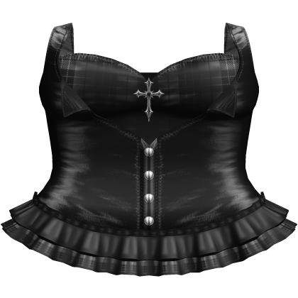 Emo Gothic Plaid Button Up Dress in Black