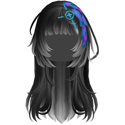 Black Heatwave Crosshair Punk Flowy Girl Hair