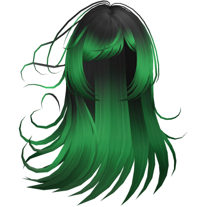 Green & Black Long Layered Wispy Windy Hair Roblox item
