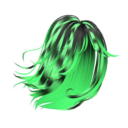 Emo Scene Windy Messy Raccoon Hair (Black Green) Roblox item