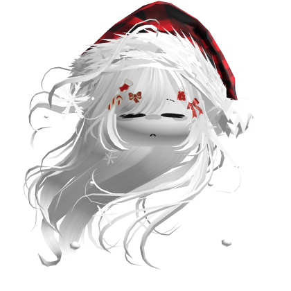 Windy Anime Hair w/Santa Hat (White)