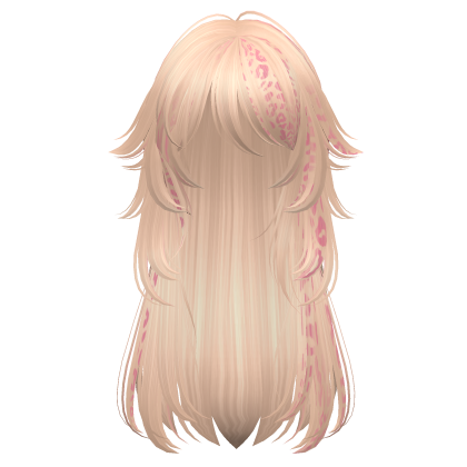long fluffy leopard hair with tufts (blonde pink)
