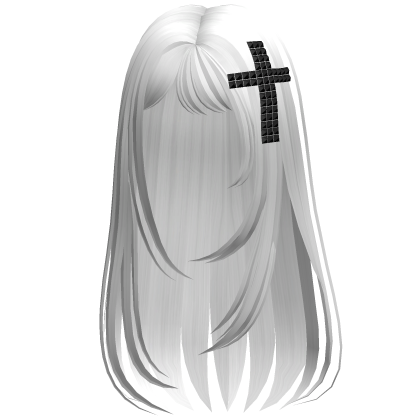 Delicate Straight Hair w Cross White