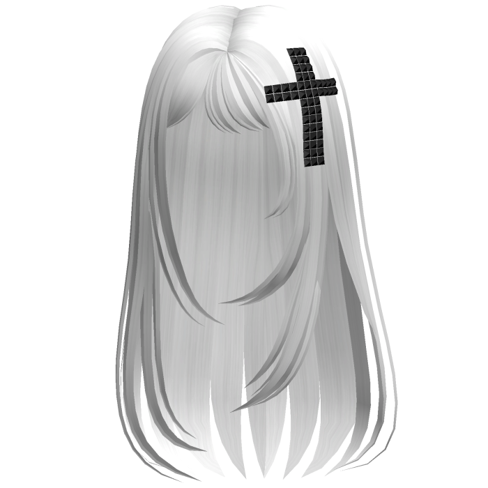 Delicate Straight Hair w Cross White