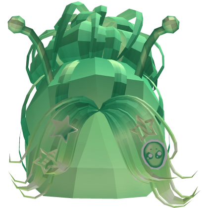 Green Alien Bun w/ Antennae
