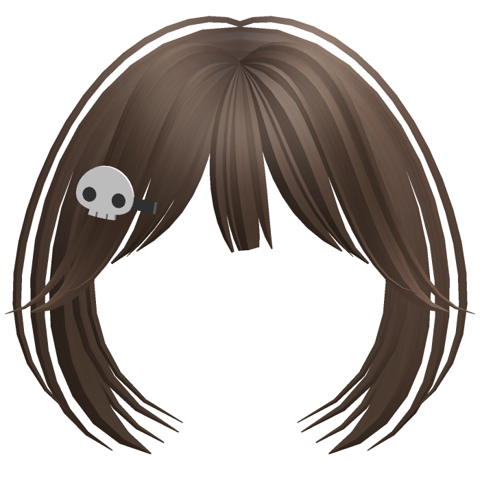 Brown Bangs with Skull Clip