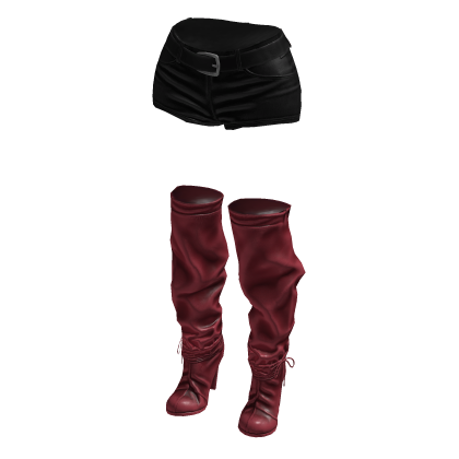 Shorts Gothic Boots (Dark Red Black)