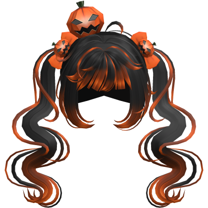 black orange halloween pumpkin pigtails hair Roblox item