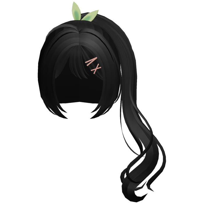 black silly leaf side swirly ponytail