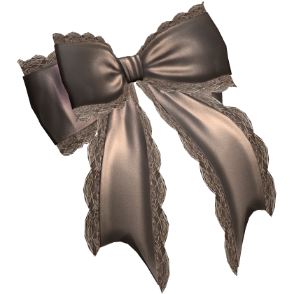 Dolly Silk Ribbon Bow /w Lace Trim (Brown)