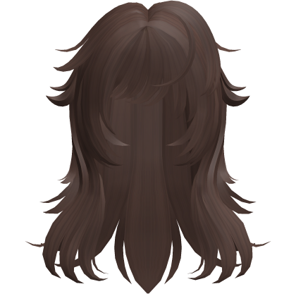 fluffy layered wolfcut in chocolate brown Roblox item