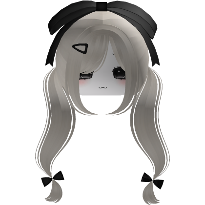 ♡ cute blonde hair with black bow + moe face mask Roblox item