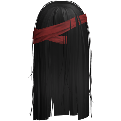 Horror Black Hair w Red Face Bandages Roblox item
