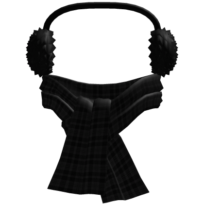 Earmuffs + Scarf Black Fluffy Winter Christmas y2k Roblox item