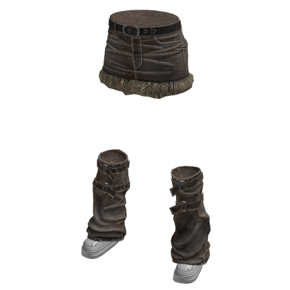 Skirt W/ Denim LegWarmers (Brown)