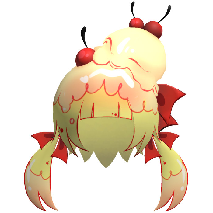 Toon Lowpoly Ice Cream Sunday Girl Hair
