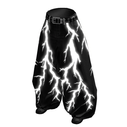 Glowing Emissive Lightning Y2K Baggy Jeans White