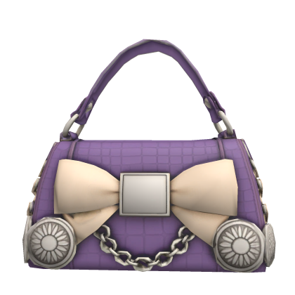 Purple cream bow silver shoulder bag