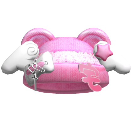 Pink Cozy Puppy Ears Wings Beanie Roblox item