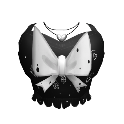 Cute Black Chibi Flower Bow Top thumbnail
