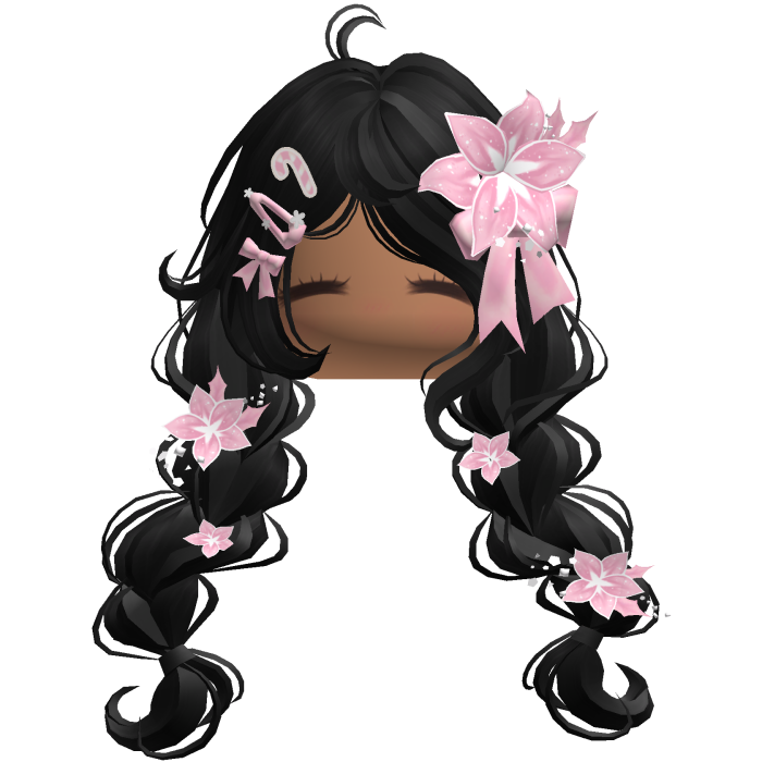 ♡ Christmas Preppy Flower Braids (Black)