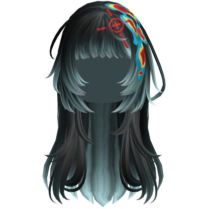 Black Blue Heatwave Crosshair Punk Flowy Girl Hair