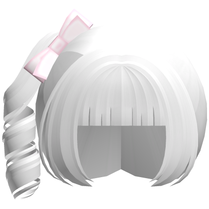 white kawaii curly side ponytail cutie