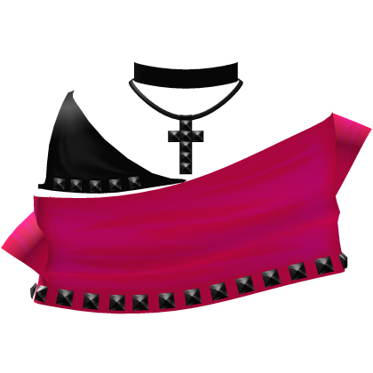 gothic emo pink top w studded cross choker Roblox item