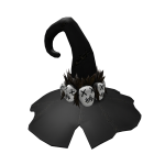 black grunge witch hat with skulls