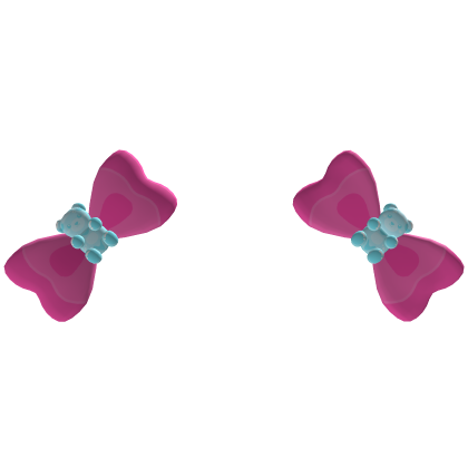 ♡ ꒰ tweencore hot pink & blue gummy bear side bows