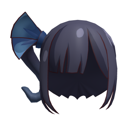 Xion: Black Ponytail Hair w/ Blue Bow | Trickcal Roblox item