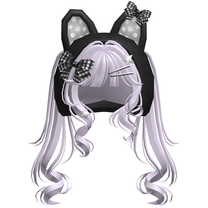 Cute Emo Curly Kitty Ear Pigtails w/ Hood Lavender