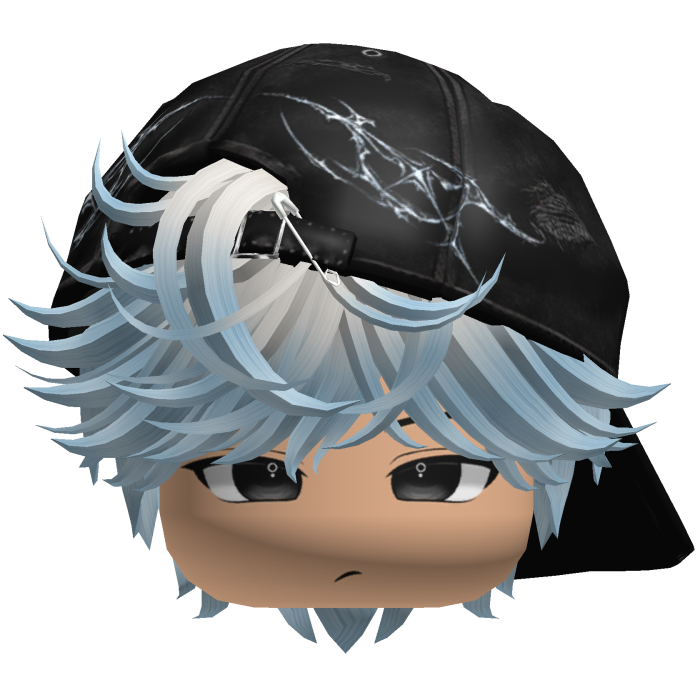 Cute White and Blue emo hair with Y2K cap black