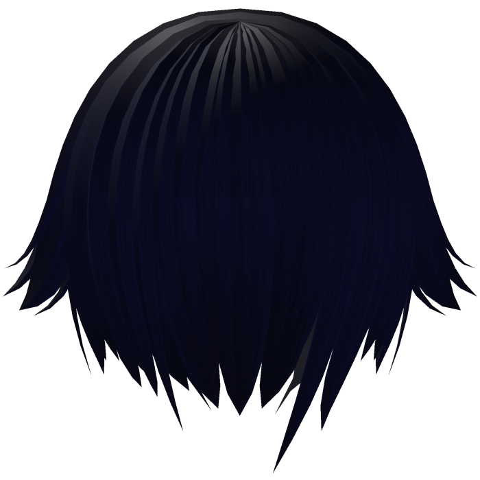 ´ཀ` blue emo hime cut tuft hair