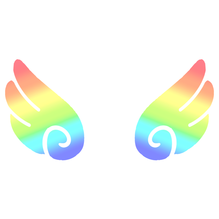 ♡ Cute Glowing Swirly Angel Wings in Rainbow