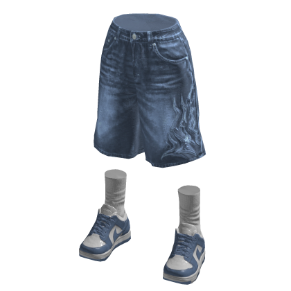Y2K Blue Denim Shorts w/ Sneakers thumbnail
